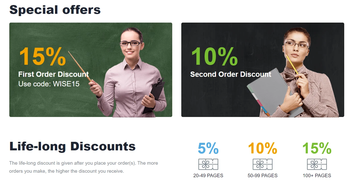 WiseEssays discounts